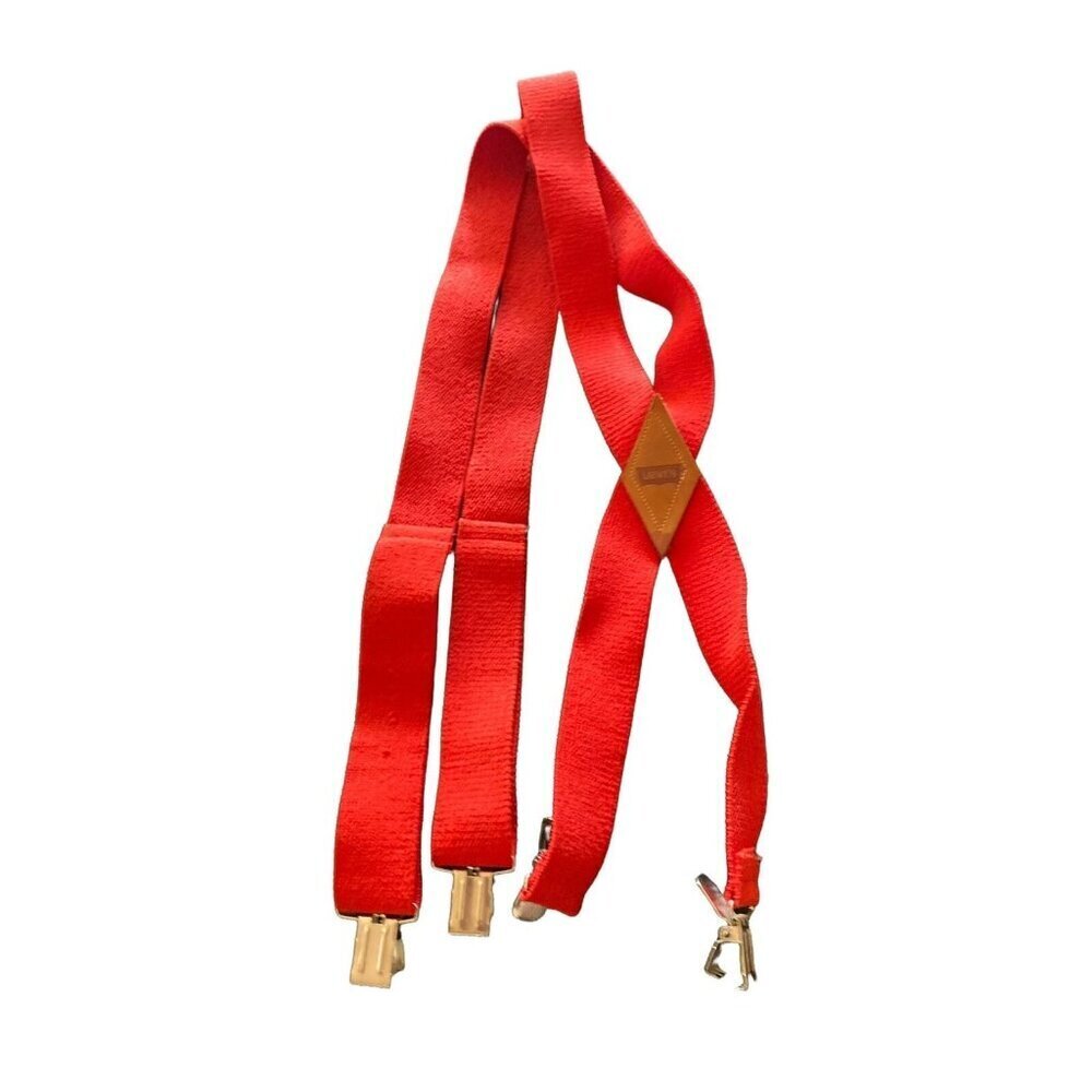 Levis Red Stretchy Elastic Suspenders Leather Accents 1.5" wide‎ Adjustable
